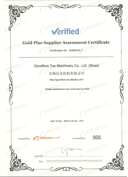 Cina Goodfore Tex Machinery Co.,Ltd Certificazioni